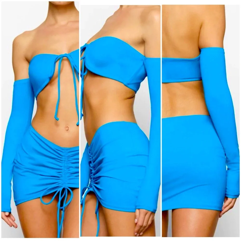 Skims Recycled Swim Long Sleeve Bikini Top Size Small